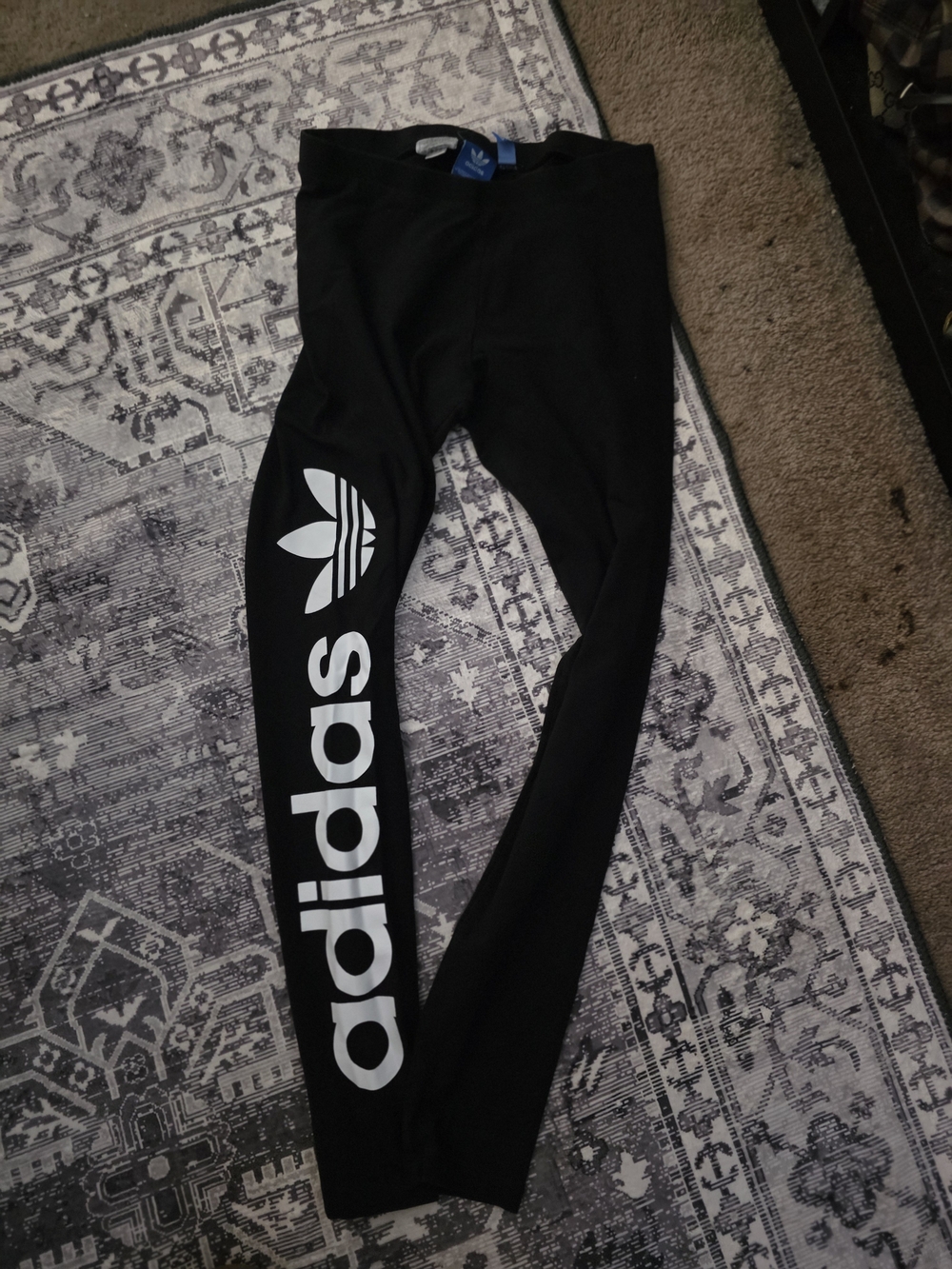 adidas Black Leggings with White Trefoil Logo